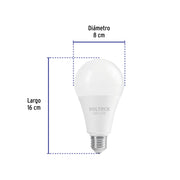 Foco LED 18W (125W) A25, 6500K blanca fría, 1900 lm, caja