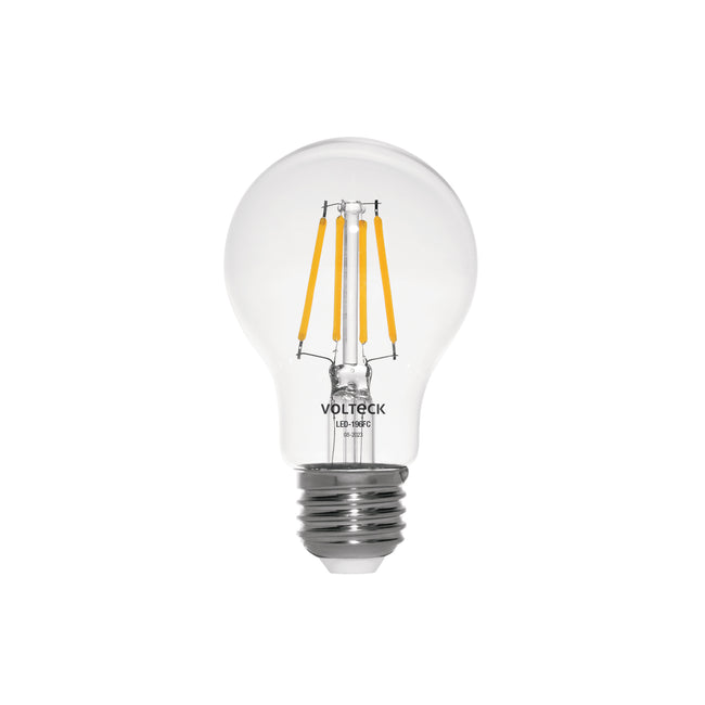 Foco LED filamento 6 W, A19, 2700K luz ambar, E26, VOLTECK
