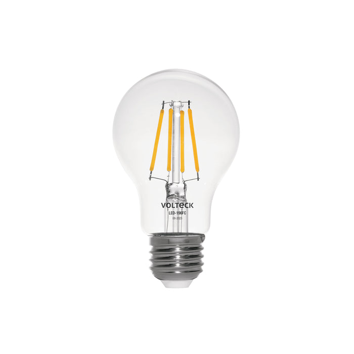 Foco LED filamento 6 W, A19, 2700K luz ambar, E26, VOLTECK