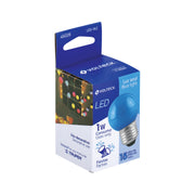 Foco LED 1 W, tipo globo G45, color azul, E26, VOLTECK