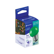 Foco LED 1 W, tipo globo G45, color verde, E26, VOLTECK