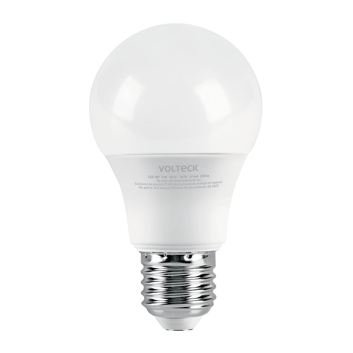 Foco LED 3W (25W) A19, 6500K blanca fría, 270 lm, blíster