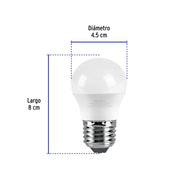 Foco LED 3W (25W) G45, 3000K blanca cálida, 270 lm, caja