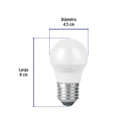 Foco LED 3W (25W) G45, 3000K blanca cálida, 270 lm, blíster