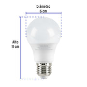 Foco LED 6W (40W) A19, 6500K blanca fría, 440 lm, caja