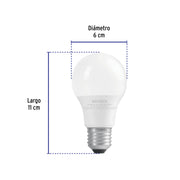 Foco LED 6W (40W) A19, 6500K blanca fría, 440 lm, blíster