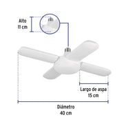 Lámpara LED tipo ventilador 40W, 4 aspas, 6500K, BASIC