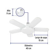 Lámpara LED tipo ventilador 50W, 5 aspas, 6500K, BASIC