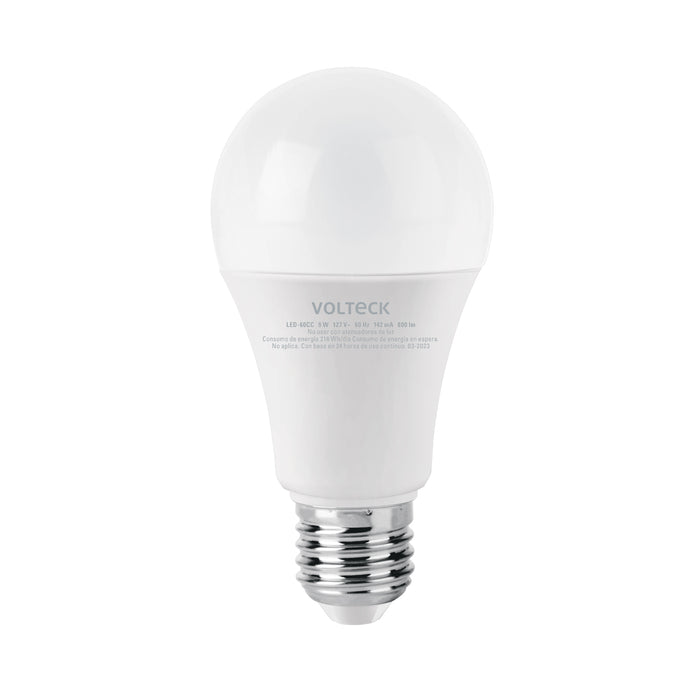Foco LED 9W (60W) A19, 3000K blanca cálida, 800 lm, caja