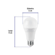 Foco LED 9W (60W) A19, 3000K blanca cálida, 800 lm, caja