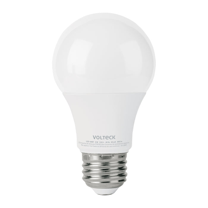 Foco LED 9W (60W) A19 6500K blanca fría, atenuable, VOLTECK