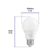 Foco LED 8W (60W) A19, 6500K blanca fría, 790 lm, BASIC