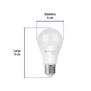 Foco LED 10W (75W) A19, 6500K blanca fría, 950 lm, BASIC