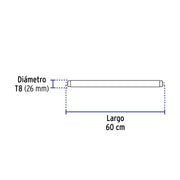 Tubo LED T8 9W G13, 6500K blanca fría, transparente, VOLTECK