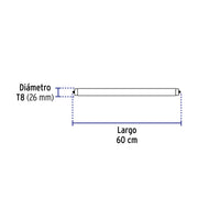Tubo LED T8 36W FA8 6500K blanca fría, transparente, VOLTECK