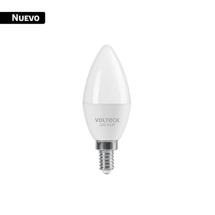 Foco LED tipo vela 4W (25W), luz blanca brillante 6500K, E12