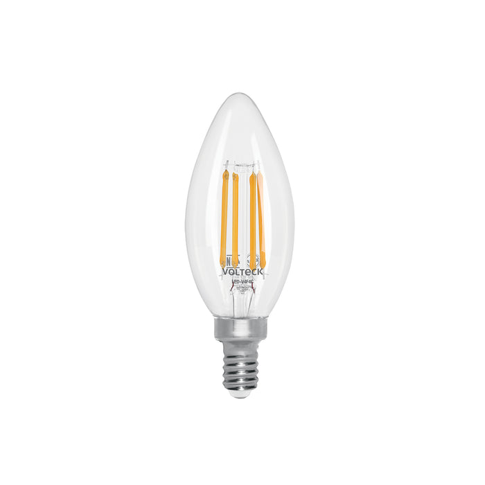 Foco LED filamento 4 W, vela, 2700K luz ambar, E14, VOLTECK