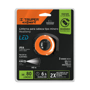 Linterna de minero LED 80 lm, recargable, TRUPER EXPERT