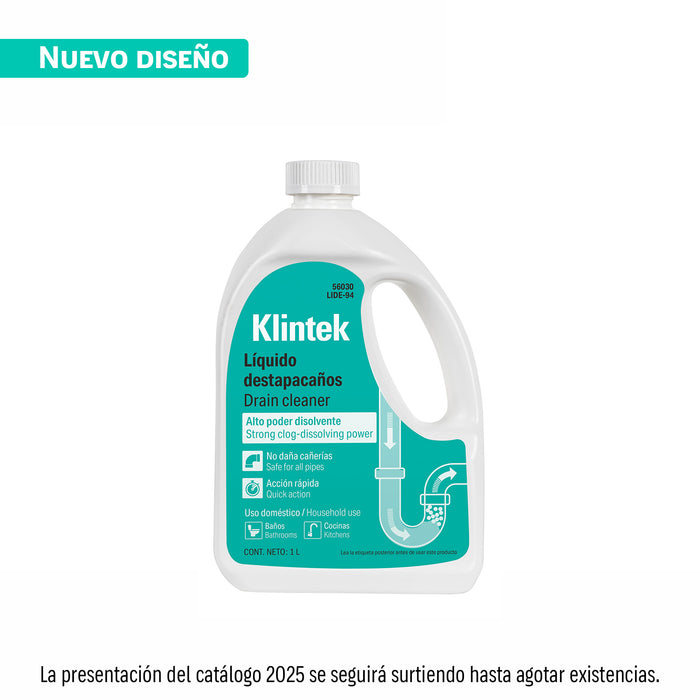 Líquido destapacaños de 1 L, KLINTEK