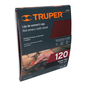 Lija de esmeril roja grano 120 de óxido de aluminio, TRUPER