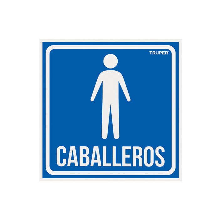 Letrero de señalización 'CABALLEROS', 19 x 19 cm, TRUPER
