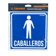 Letrero de señalización 'CABALLEROS', 19 x 19 cm, TRUPER
