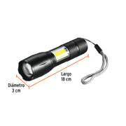 Linterna de 1 LED 270 lm con luz de emergencia, recargable
