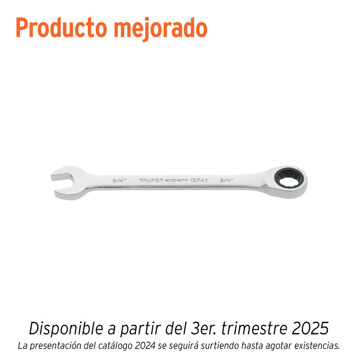 Llave combinada con matraca 8 mm x 136 mm largo, EXPERT