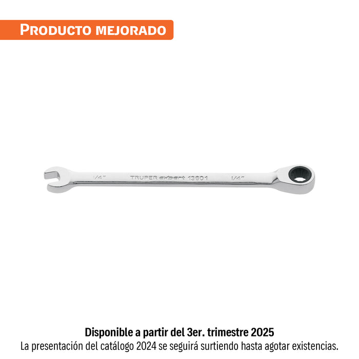 Llave combinada con matraca 1/4' x 120 mm largo, EXPERT