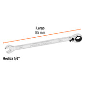 Llave combinada matraca reversible 1/4'x125mm largo, EXPERT