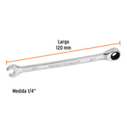 Llave combinada con matraca 1/4' x 120 mm largo, EXPERT