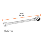 Llave combinada con matraca 9 mm x 146 mm largo, EXPERT