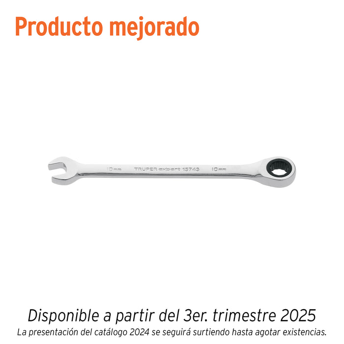 Llave combinada con matraca 10 mm x 154 mm largo, EXPERT
