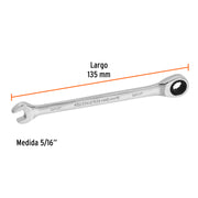 Llave combinada con matraca 5/16' x 135 mm largo, EXPERT