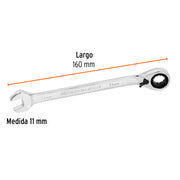 Llave combinada matraca reversible 11mmx160 mm largo, EXPERT