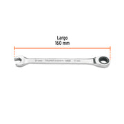 Llave combinada con matraca 11mm x 160 mm largo, EXPERT