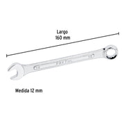 Llave combinada 12 mm x 160 mm de largo, PRETUL