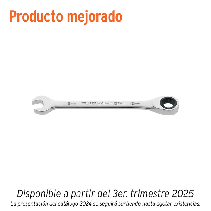 Llave combinada con matraca 12 mm x 166 mm largo, EXPERT