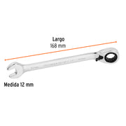 Llave combinada matraca reversible 12mmx168 mm largo, EXPERT