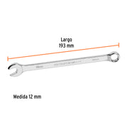 Llave combinada extralarga 12 mm x 193 mm de largo, EXPERT