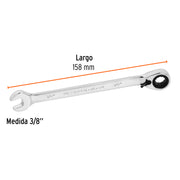 Llave combinada matraca reversible 3/8'x158 mm largo, EXPERT