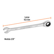 Llave combinada con matraca 3/8' x 153 mm largo, EXPERT