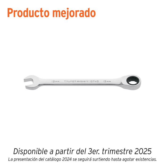 Llave combinada con matraca 13 mm x 174 mm largo, EXPERT