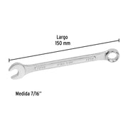 Llave combinada 7/16' x 150 mm de largo, PRETUL