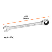Llave combinada con matraca 7/16' x 160 mm largo, EXPERT
