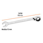Llave combinada matraca reversible 15mmx198 mm largo, EXPERT