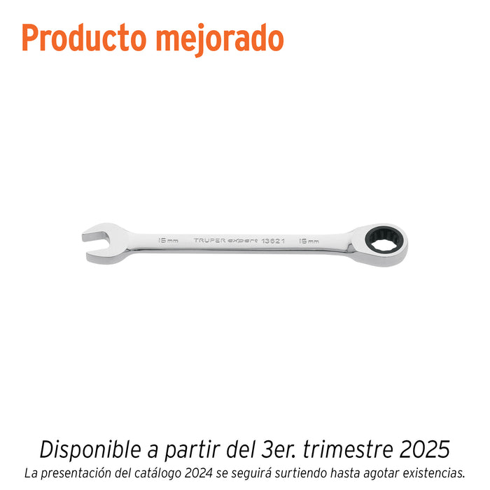 Llave combinada con matraca 16 mm x 202 mm largo, EXPERT