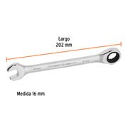 Llave combinada con matraca 16 mm x 202 mm largo, EXPERT