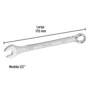 Llave combinada 1/2' x 170 mm de largo, PRETUL