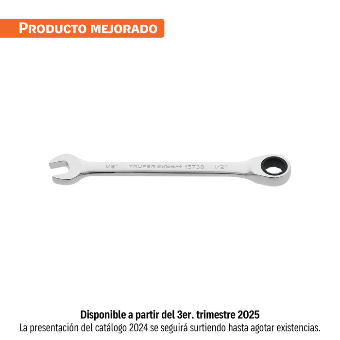 Llave combinada con matraca 1/2' x 173 mm largo, EXPERT
